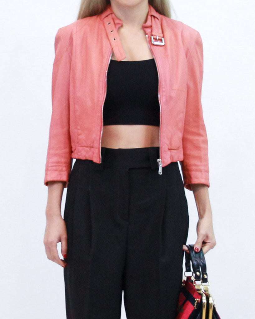 Vintage Mulberry Cropped Leather Jacket