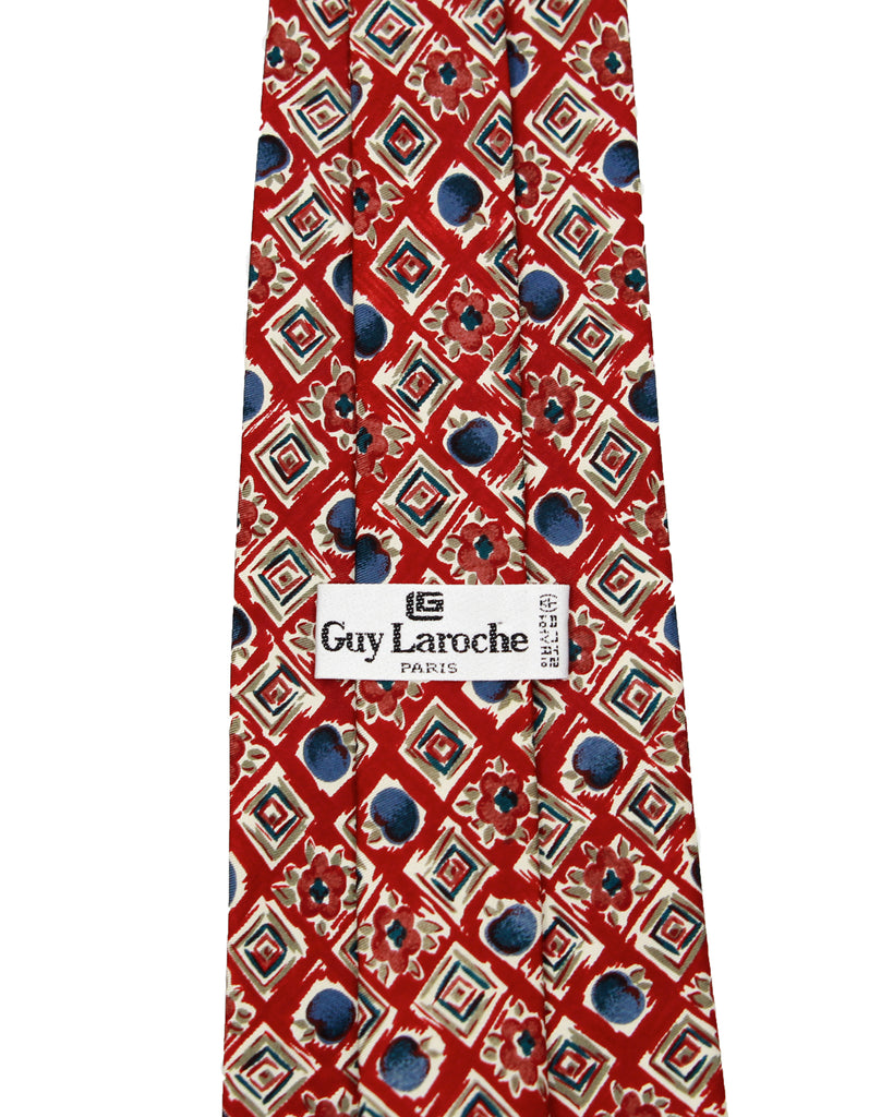 Vintage Guy Laroche Apple & Floral Pattern Tie
