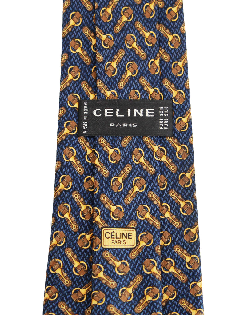 1990s Celine Signature Buckle Motif Tie