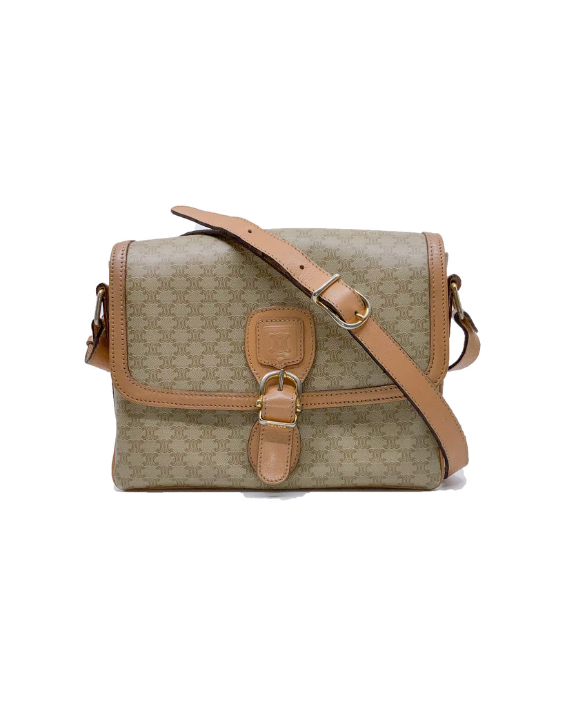 CELINE Logo Canvas Leather Boston bag Handbag Ivory Vintage rxrarg –  VintageShop solo