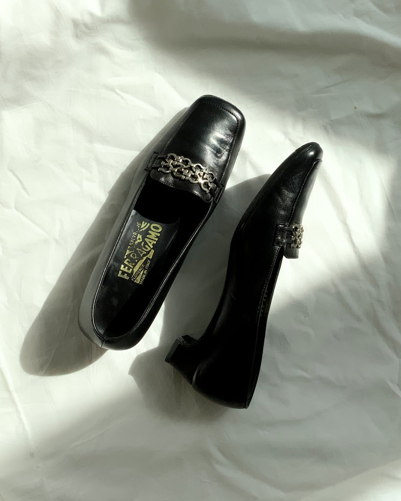Vintage Gancini Chain Loafers