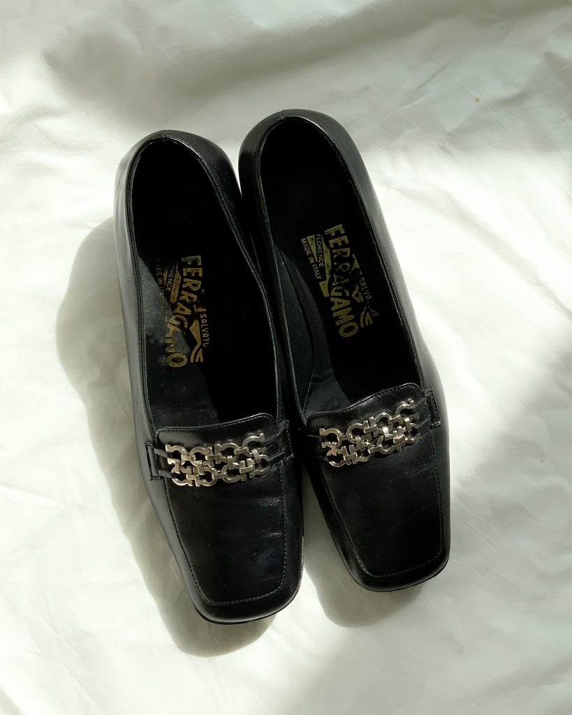 Vintage Gancini Chain Loafers