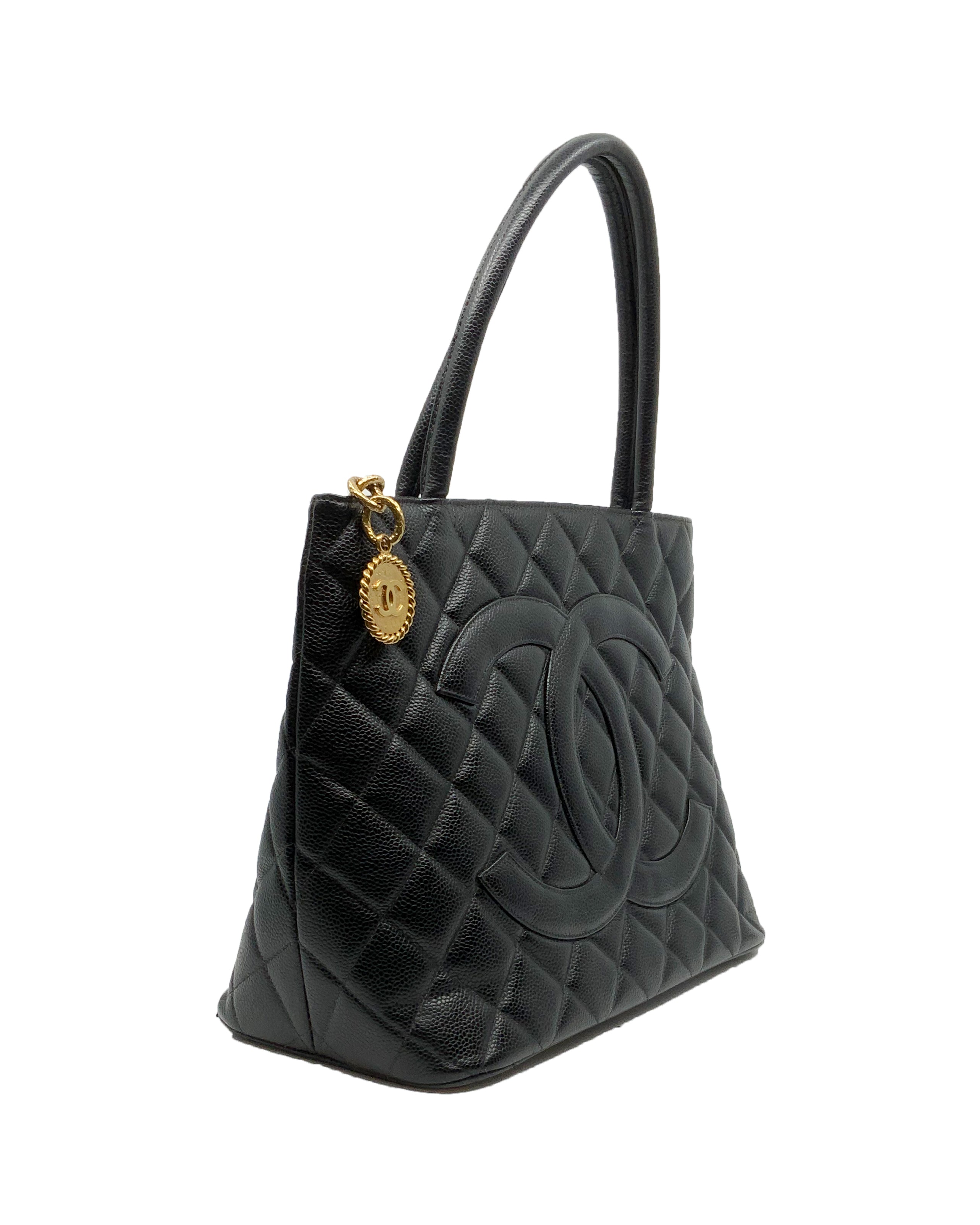 Chanel Black Quilted Lambskin Medallion Tote GHW 2C0424