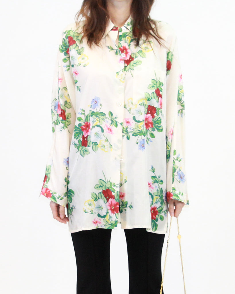1980s Vintage Kenzo Floral Pattern Silk Shirt