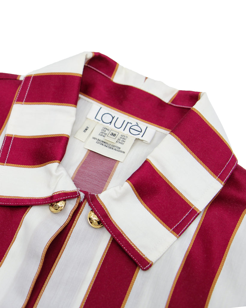 1990s Laurèl Stripe Cotton Shirt