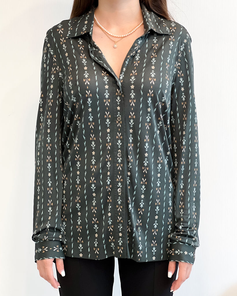 1970s Celine Silk Pattern Shirt